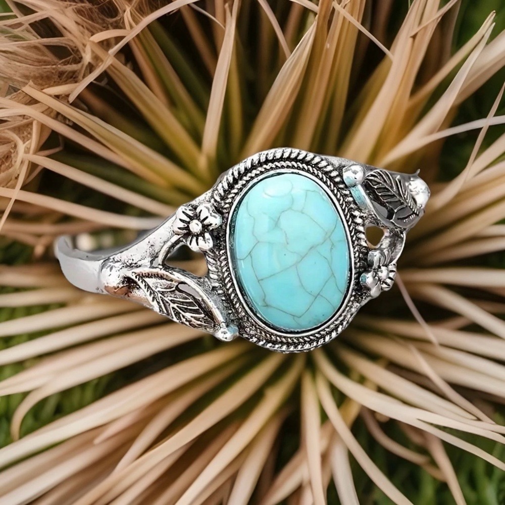 Turquoise Native American Vintage Inspired Women’s Open Bangle Bracelet